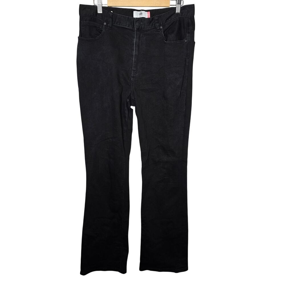 Cabi 5th Avenue High-Rise Black Slight Bootcut Stretch Denim Jeans Size 12 Long